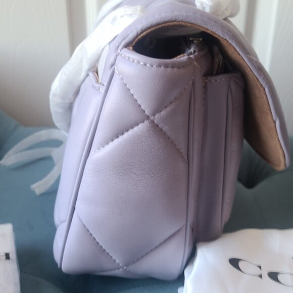 NWT Coach Leather Klare Crossbody 25 With Puffy Diamond Quilting Silver/Mist - Picture 2 of 9